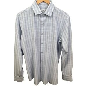 Mizzen + Main Trim Fit Light Blue Red‎ Plaid Performance Shirt Medium USA Men's